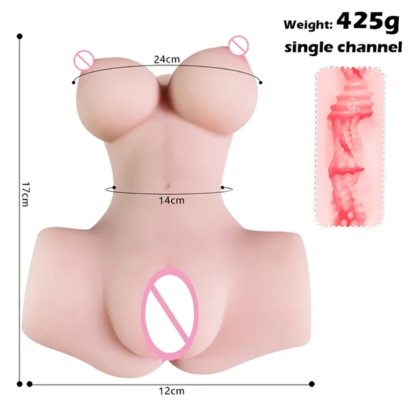 Mini Sex Doll for Men Realistic Pocket Pussy Adult Sex Dolls Torso with Breasts 3D Textured Virgin Vagina Channel