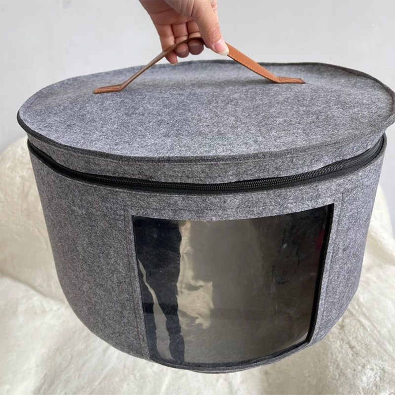 Faltbare runde Aufbewahrungsbox für Hüte, staubdicht, mit Reißverschluss, Organizer für Cowboy- und Bucket-Hüte, große Kapazität, Reise-Aufbewahrungsbox für Kleidung und Spielzeug – Detail 7