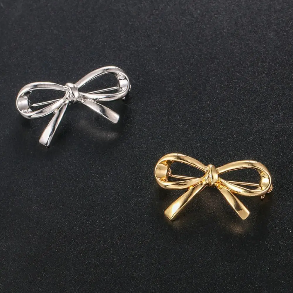 Balletcore Bowknot Hollow Metal Brooch Simple Anti-Exposure Brooch Clothing Sweater Hoodie Suit Bag Scarf Hat Accessories