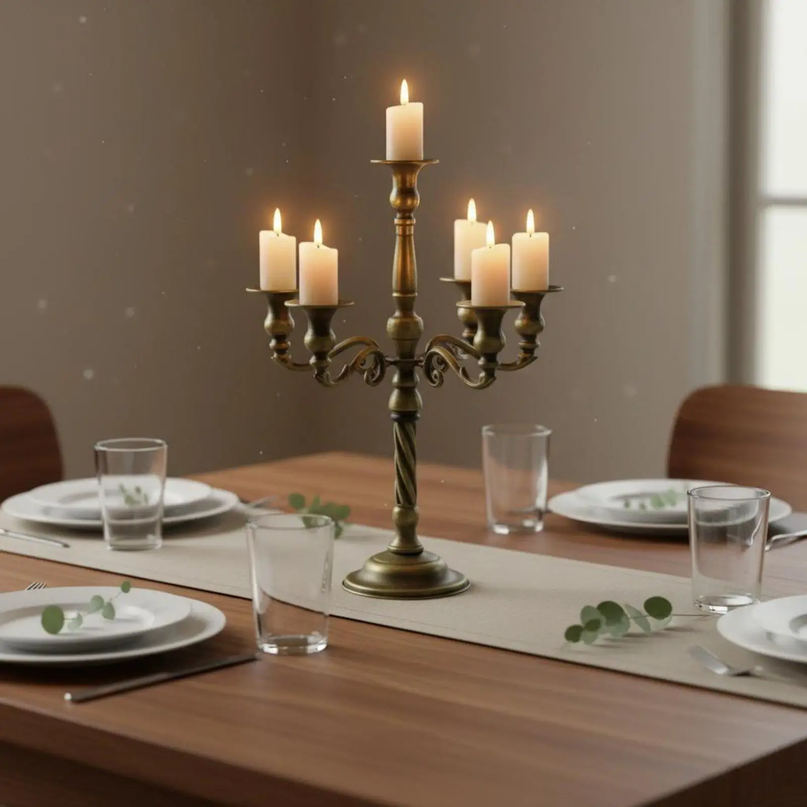 Decorative Candelabra 5 Arm Iron Candle Holder Elegant Centerpiece for Wedding Decoration and Cozy Evening Dining