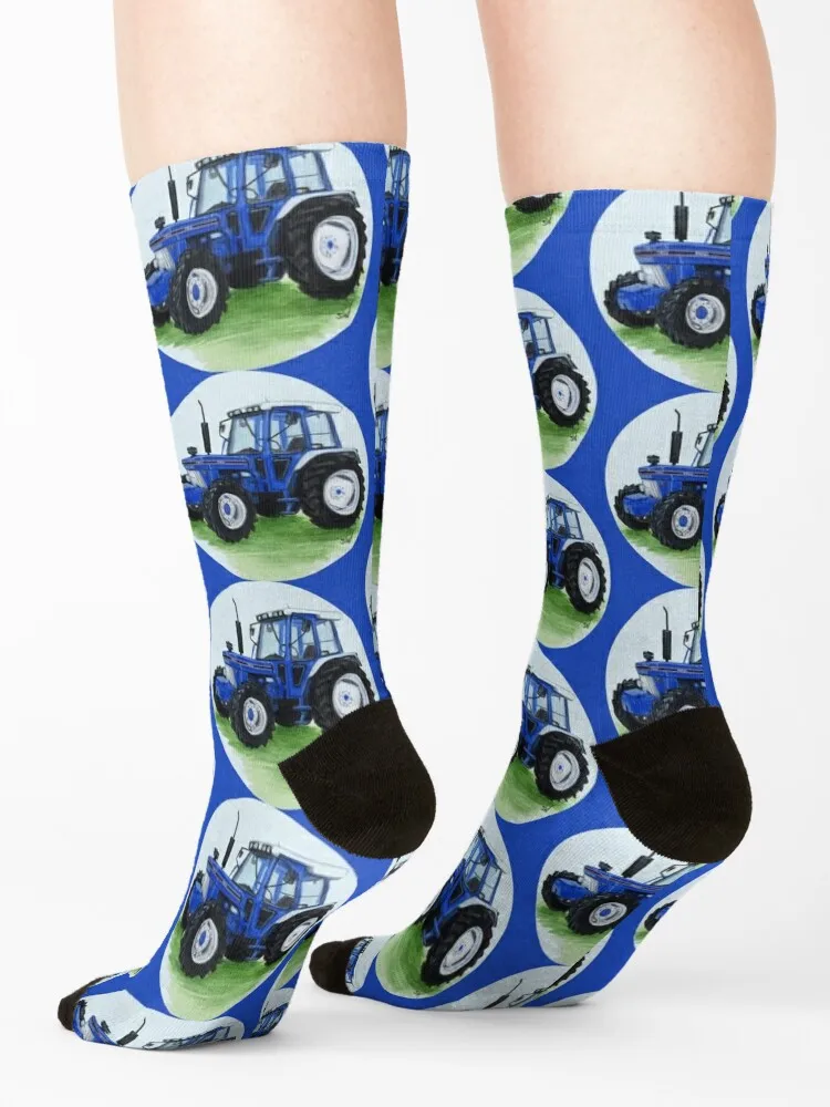 Blue Classic Tractor (blue background) Socks heated halloween gifts Socks Ladies Men\'s