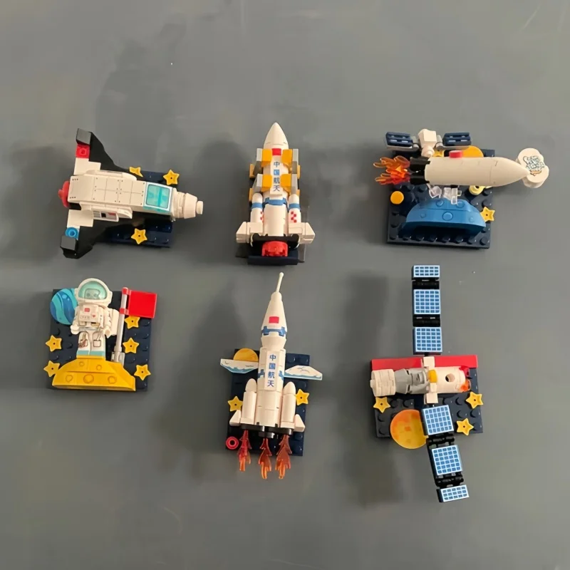 Sembo Block Space Rocket Building Blocks Magnetic Fridge Magnet Educational Easy Assemble Astronaut  Decoration