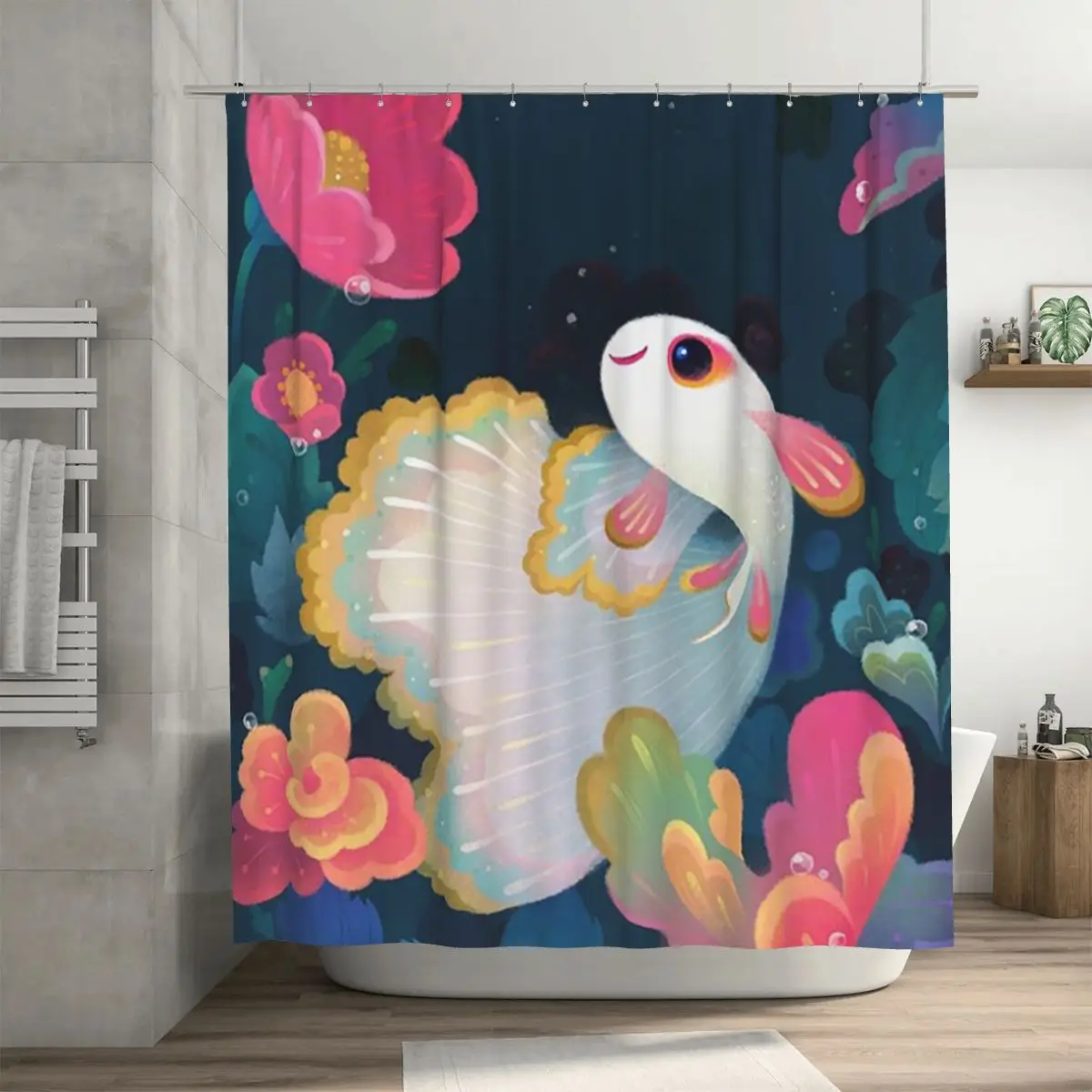 

Занавеска для душа с цветочным узором, полиэстеровая, водонепроницаемая, для ванной комнаты, с крючками