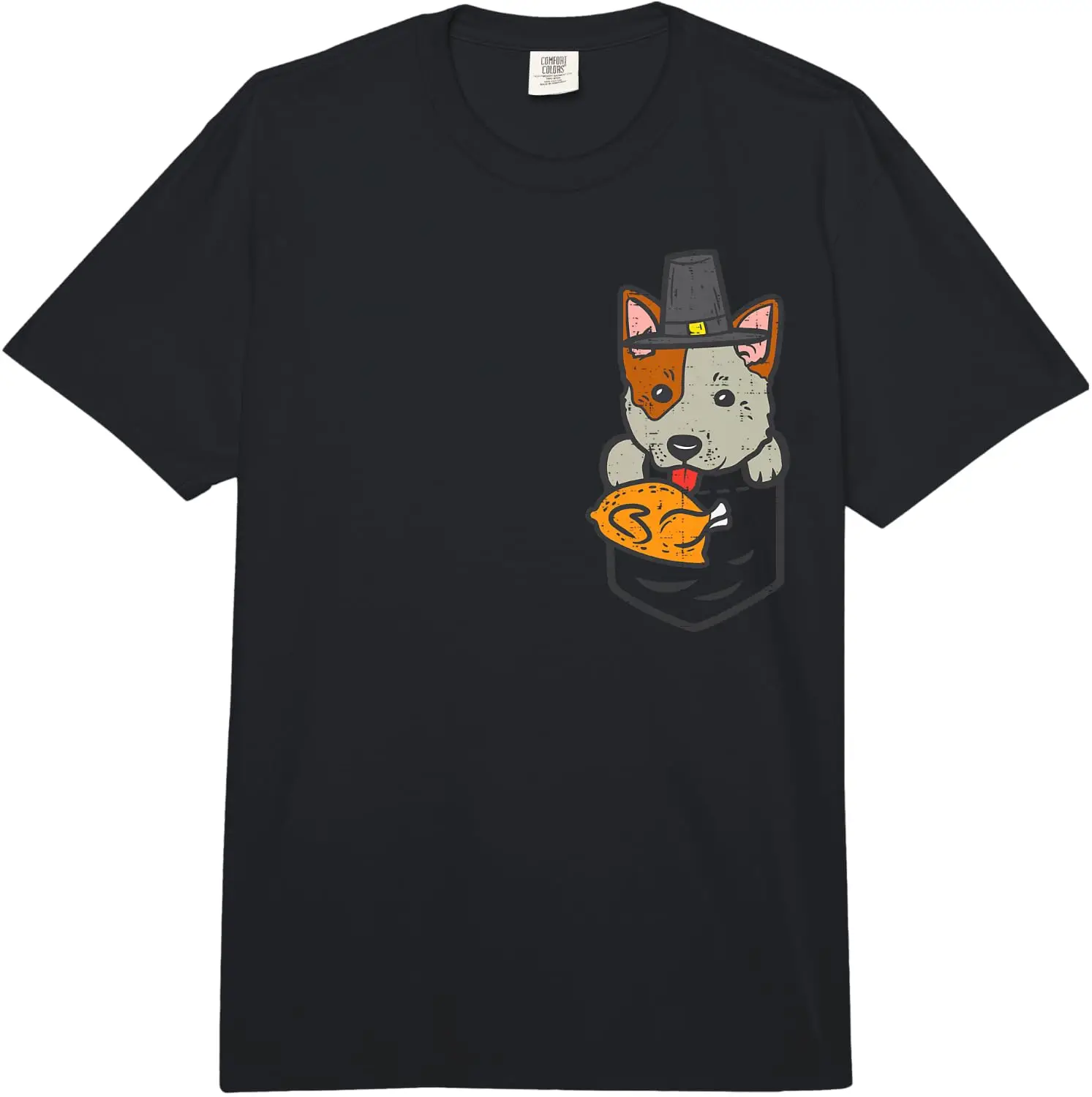 Pocket Heeler Turkey Thanksgiving Catlle Dog Men Women Kids Comfort Colors Adult Heavyweight T-Shirt 100% Cotton Trendy Y2K