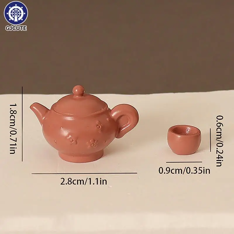 1set 1/12 Dollhouse Simulated Teapot With Cups Set Miniature Kitchen Decoration Dolls House Accessories