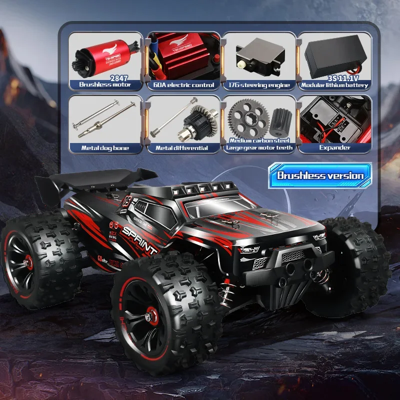 Auto RC 4WD ad alta velocità da 100 km/h, camion RC fuoristrada da arrampicata con motore brushless 1:14, modello di auto telecomandata, regalo divertente, giocattoli per ragazzi