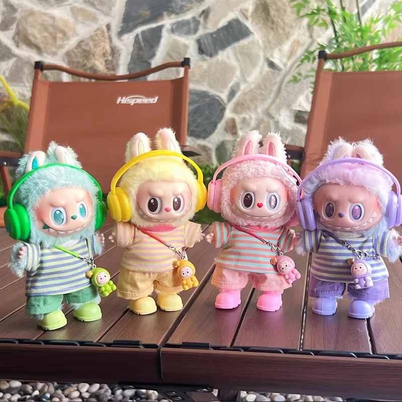 

Новое поступление для 17 см, комплект брюк в полоску Labubu для одежды Labubu, модный наряд, аксессуары, наряд, в наличии, без куклы