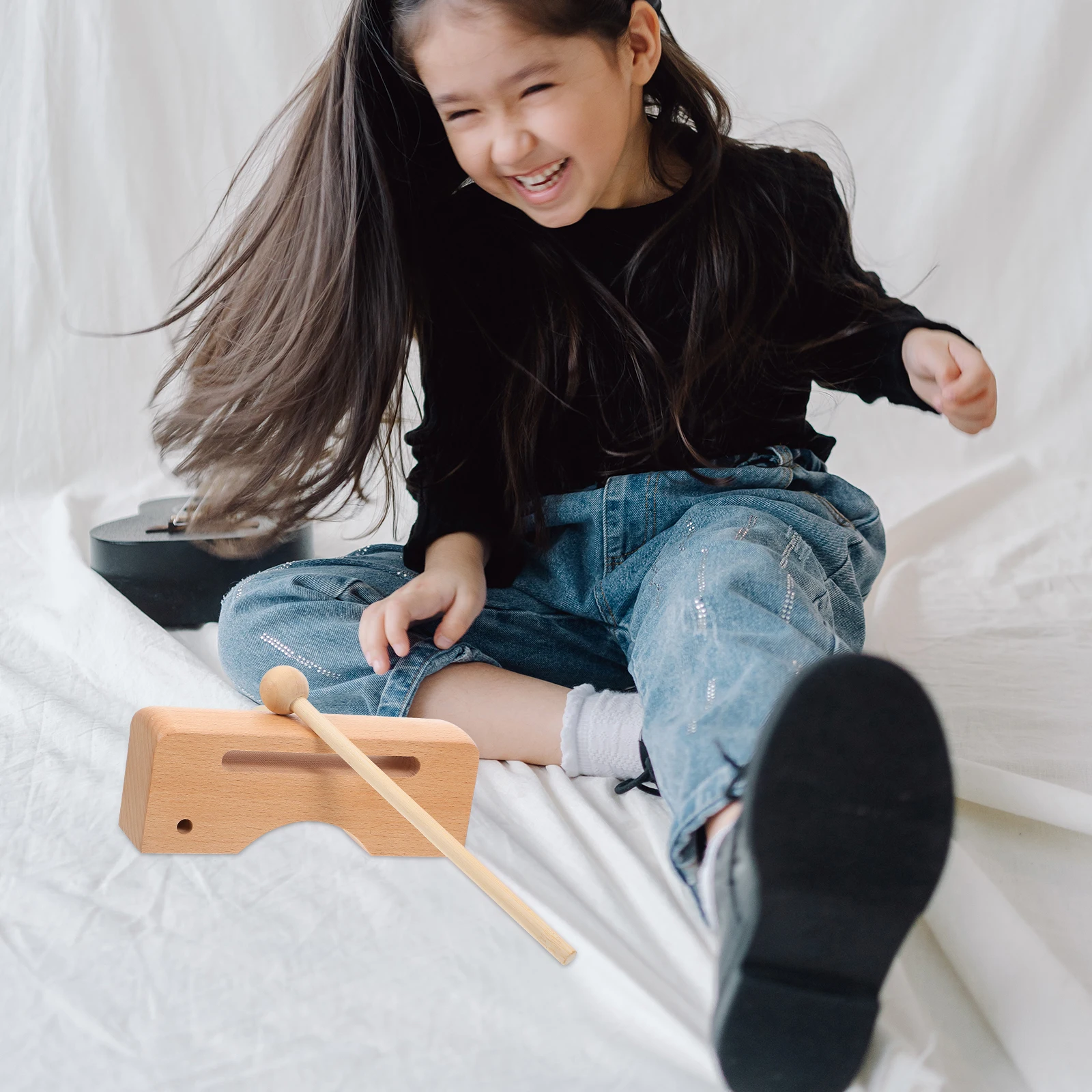 

High and Low Tone Clapper Wooden Rhythm Block Percussion Toy Music Teaching Supply Instrument Child