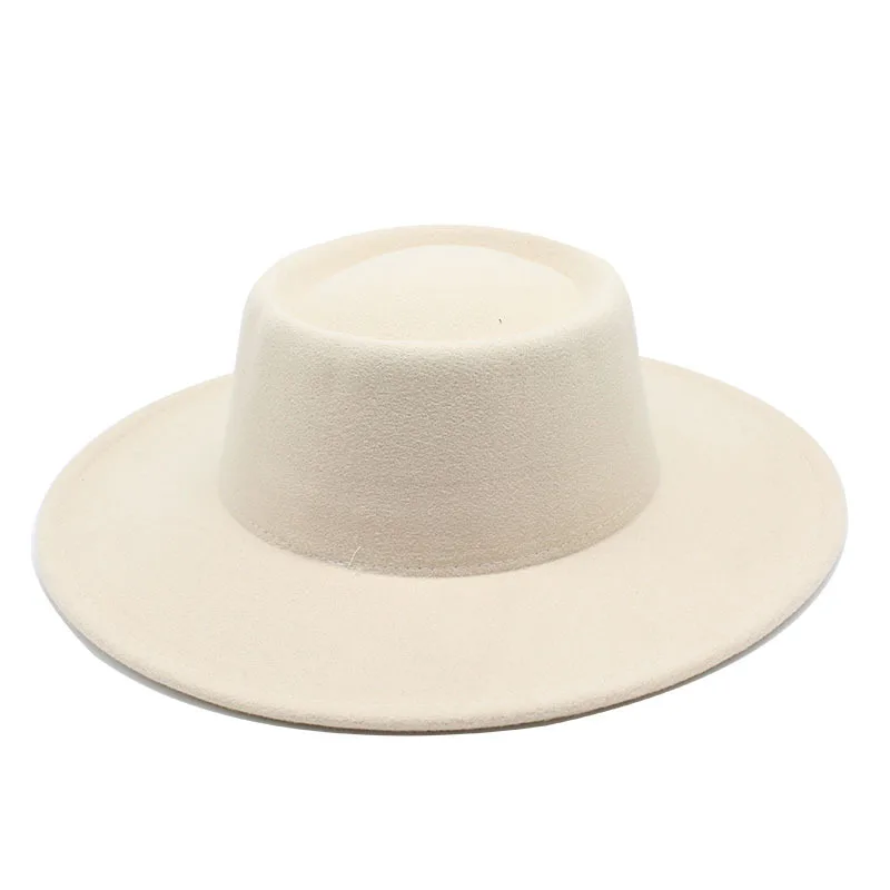 2022 New Woolen Hat Women's Spring And Autumn French Top Hat Concave-convex Top Wide Brim British Men Autumn And Winter