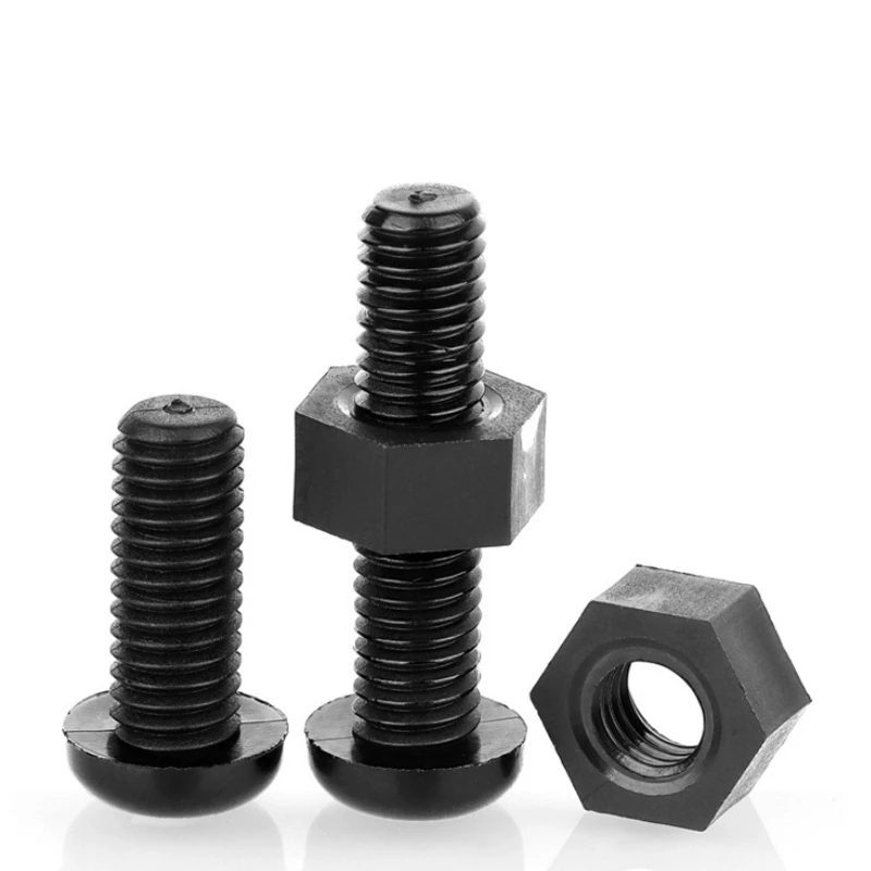 5~50 sets 2 In1 PA66 Black Nylon Screw Bolt Nut Combination M2 M2.5 M3 M4 M5 M6 M8 Round Head Cross Bolt Plastic Insulated Screw