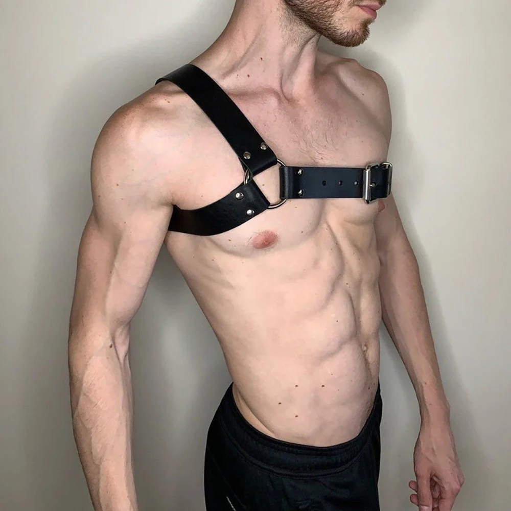 Handmade PU Leather Harness Fetish Men Gay Underwear Gothic Harajuku Punk Style Adjustable Body Chest Harness Bdsm Bondage Belt