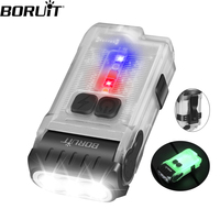 BORUiT V15 LED Keychain EDC Flashlight Clip Warm Work Light Type-C Rechargeable Torch Magnet Waterproof Camping Pocket Lantern