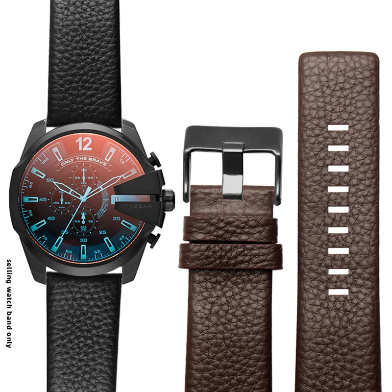 22 24 26 28 30mm Genuine Leather Watchband Watch Belt For Diesel Strap DZ1657 DZ1405 DZ1206 DZ4323 DZ7313 7257 Male Black Brown