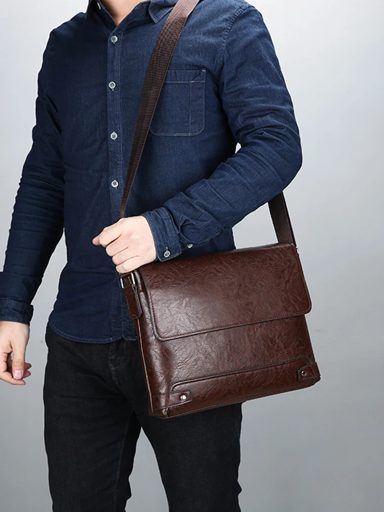 Torba na ramię, męska torba crossbody, torba biznesowa, duża pojemność, na podróże służbowe i do pracy — zdjęcie 2