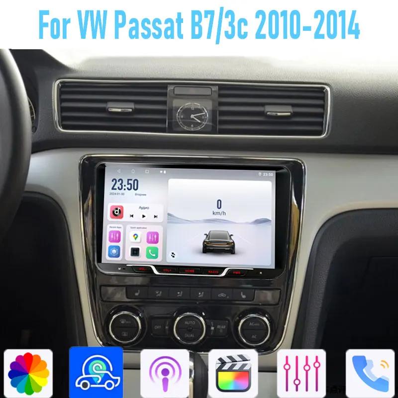 

9'' For VW Passat 2010-2014 64GB Car Radio Wireless Android 15 GPS Head Unit Carplay Intelligent System Navi WIFI BT Google Map