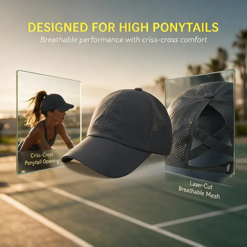 Fashion Lady Messy Bun Snapback Hat Trucker Hats Adjustable Outdoor Sports Women Ponytail Baseball Caps