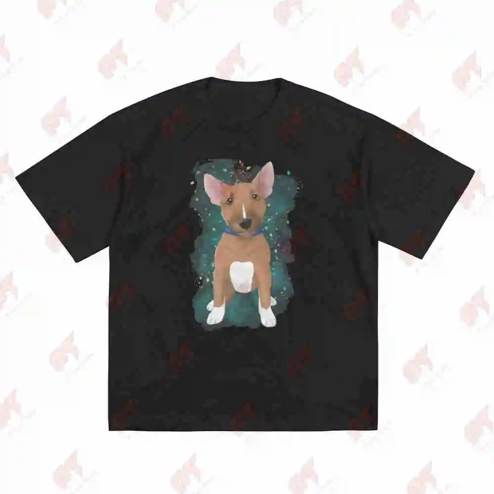 Bull Terrier Pup Red White Short Sleeve Tee 100% Cotton T-Shirt