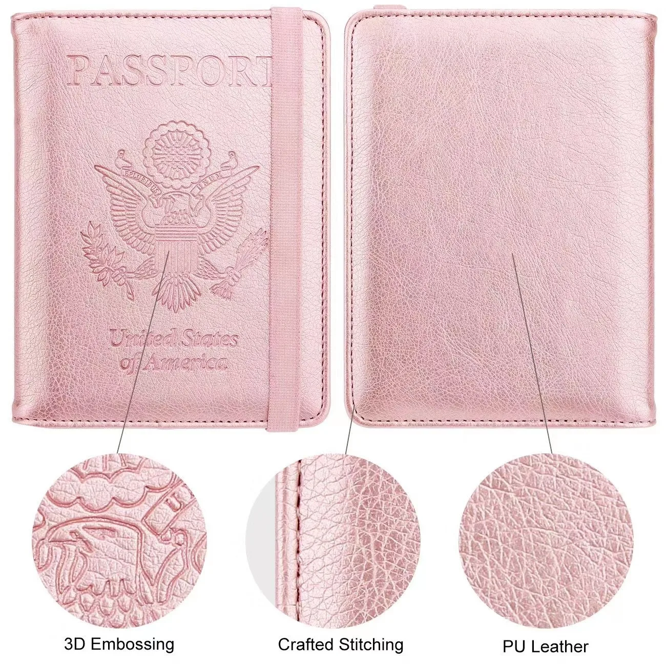 Passport Holder for Travel, RFID Passport Cover Wallet for Women Men, PU Leather Passport Book Card Holder Case view 2