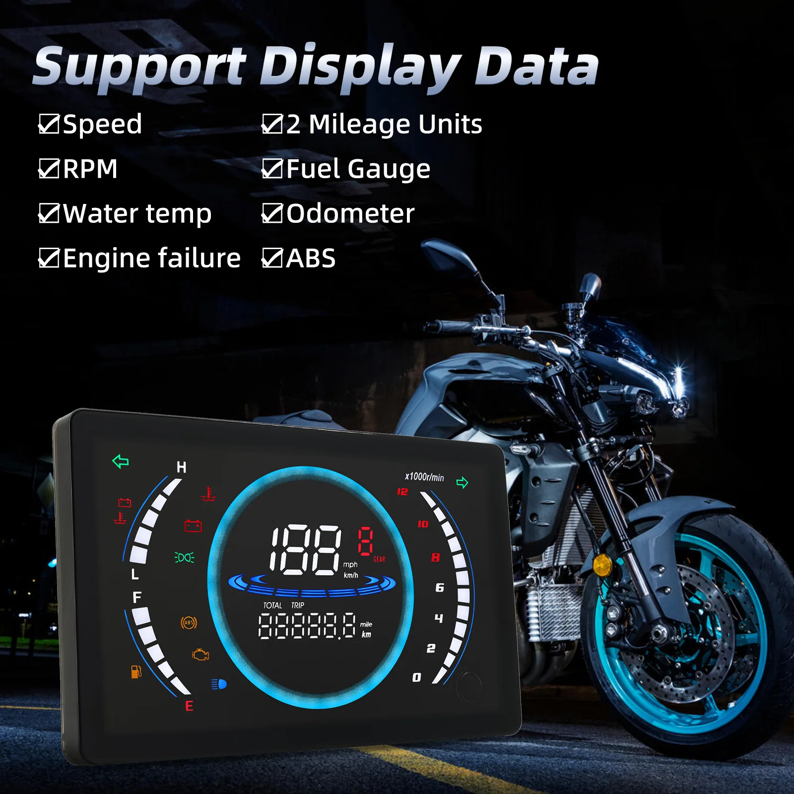 Universal Digital Meter Speedometer Motorcycle Tachometer RPM Water Temperature Fuel Level Gauge For Single Cylinder Engines