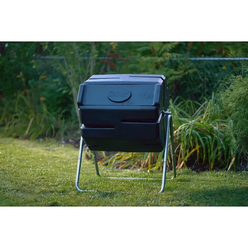 Outdoor Black 37 Gallon Single Chamber Plastic Roto Tumbler Composter Bin