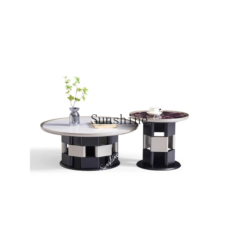 Modern simple microcrystalline stone coffee table combination round living room home  FT