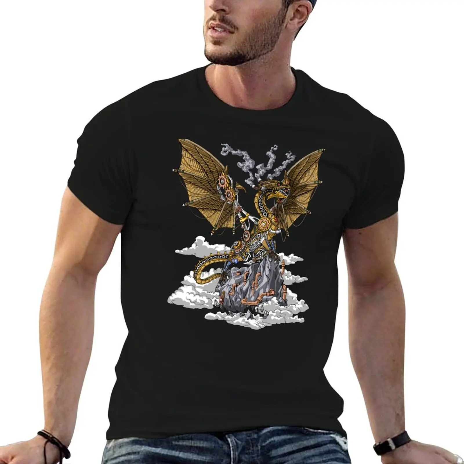 

Steampunk Dragon T-Shirt sports fans customs design your own Short sleeve tee new edition oversized t shirts for men