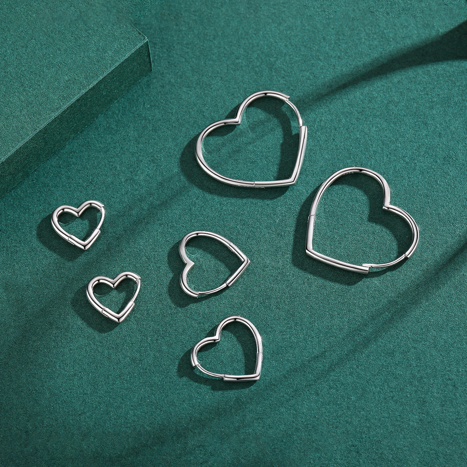 Modian Genuine 925 Sterling Silver Glossy Hearts Hoop Earring for Women Gift Simple Earring Fashion Korea Style Jewelry Bijoux