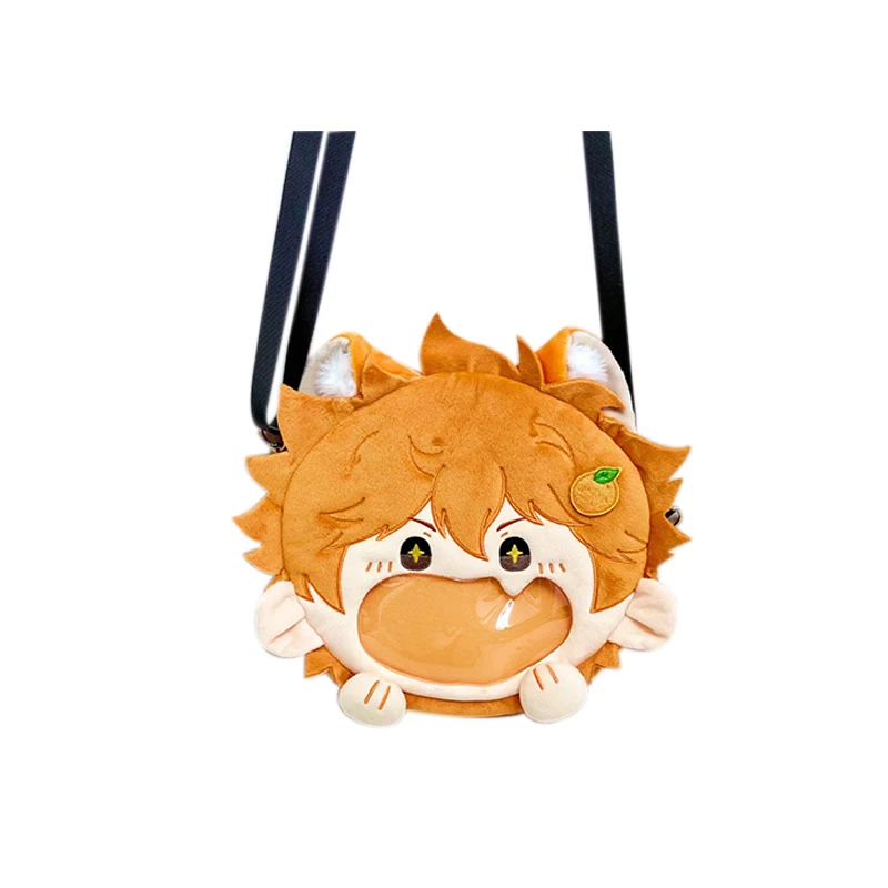 Papel Anime Hinata Shoyo Kawaii Cosplay Bag, Mochila Boca Grande, Brinquedo Boneca de Pelúcia, Mochila Crossbody Estudante, Presente bonito