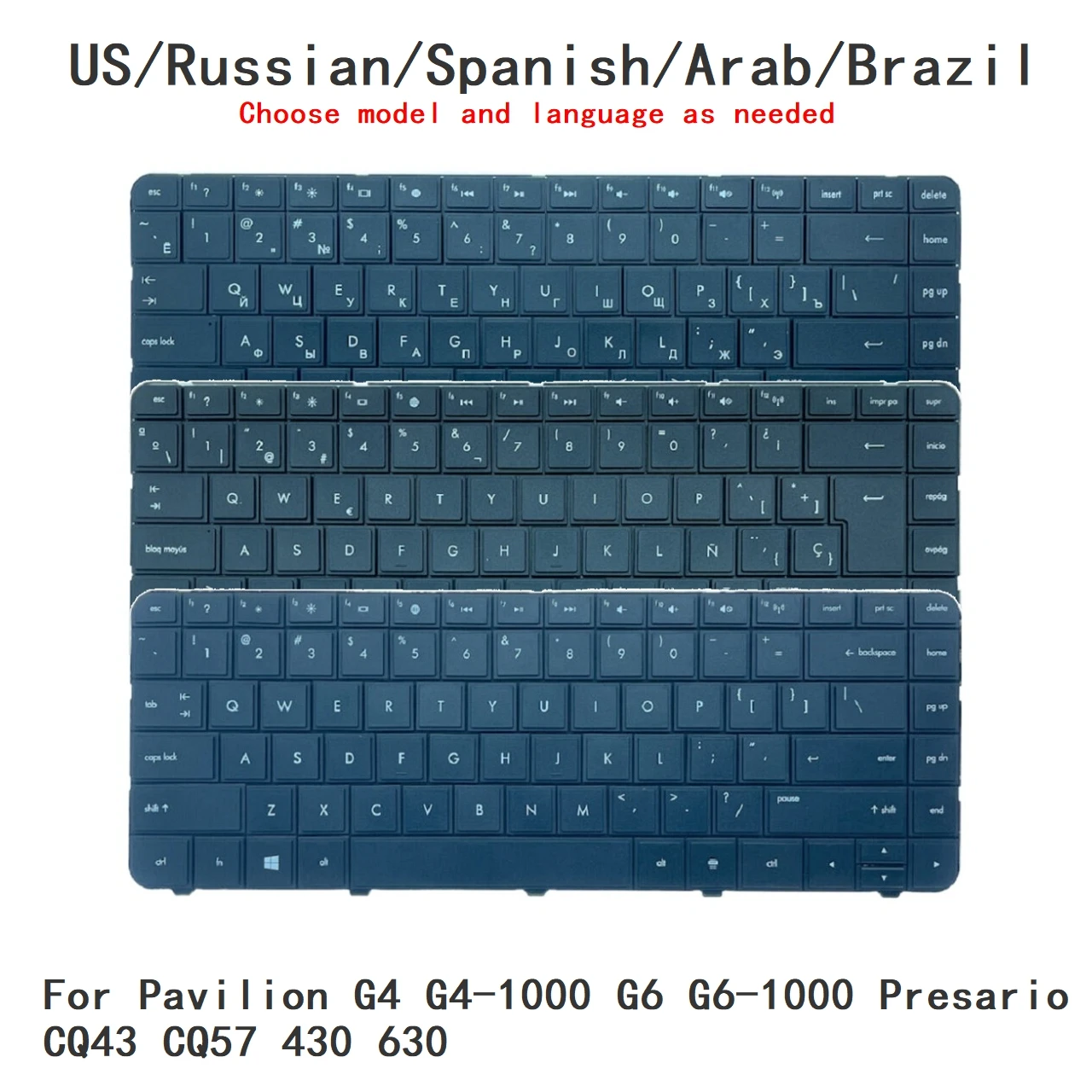 New US Russian Spanish Arab Brazil Portuguese Laptop Keyboard For HP Pavilion G4 G4-1000 G6 G6-1000 Presario CQ43 CQ57 430 630