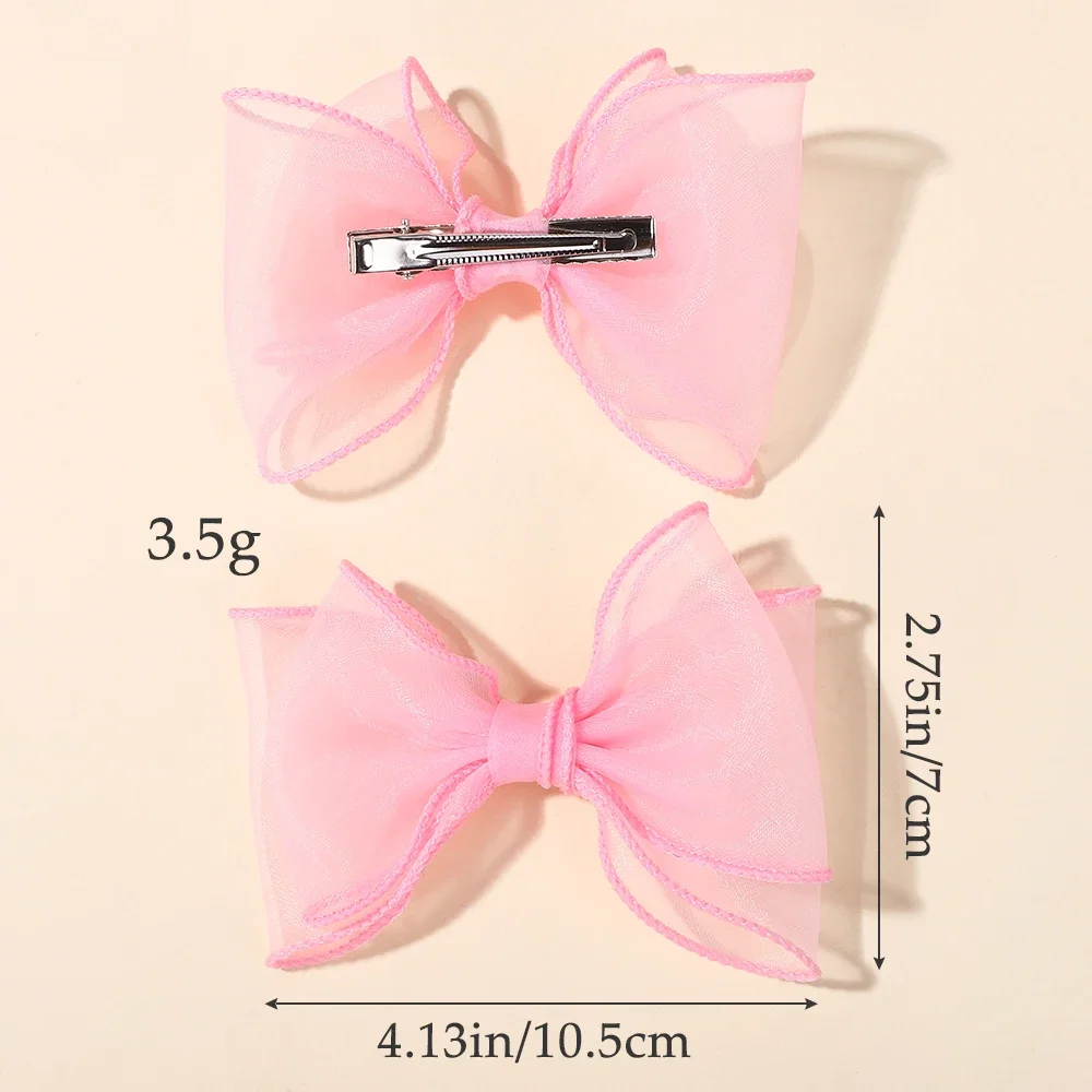 ベビーボウ 2個/ロット 4.3インチ 大きなリボン 二重層糸 ヘアクリップ キッズヘアバングアクセサリー 女の子 ファッション ドレスアップ ヘッドドレス