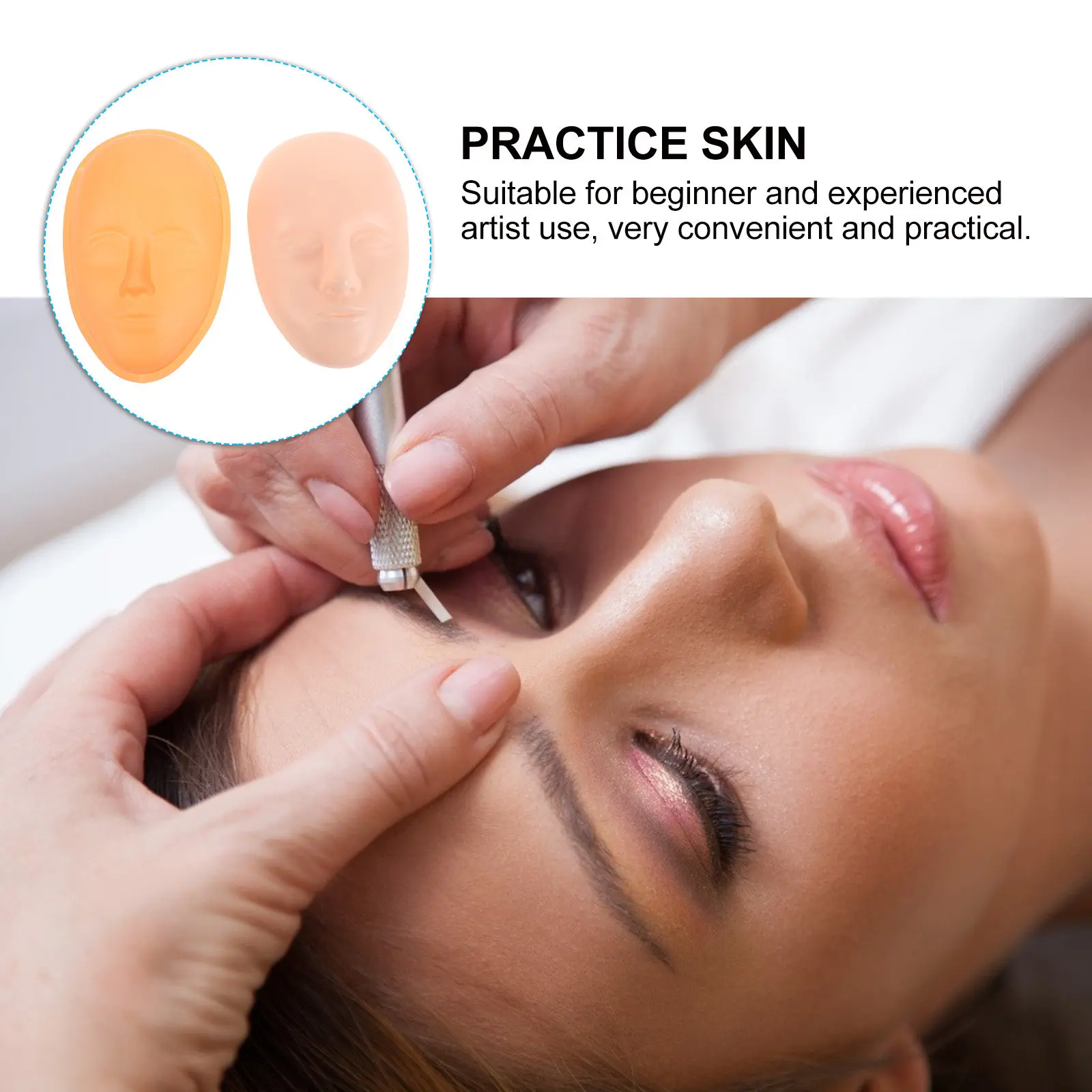 

Realistic Fake Skin Silicone Makeup Practice Face Mannequin Head Eyebrow Lip Eyeliner Tattoo Training Makeup Practice