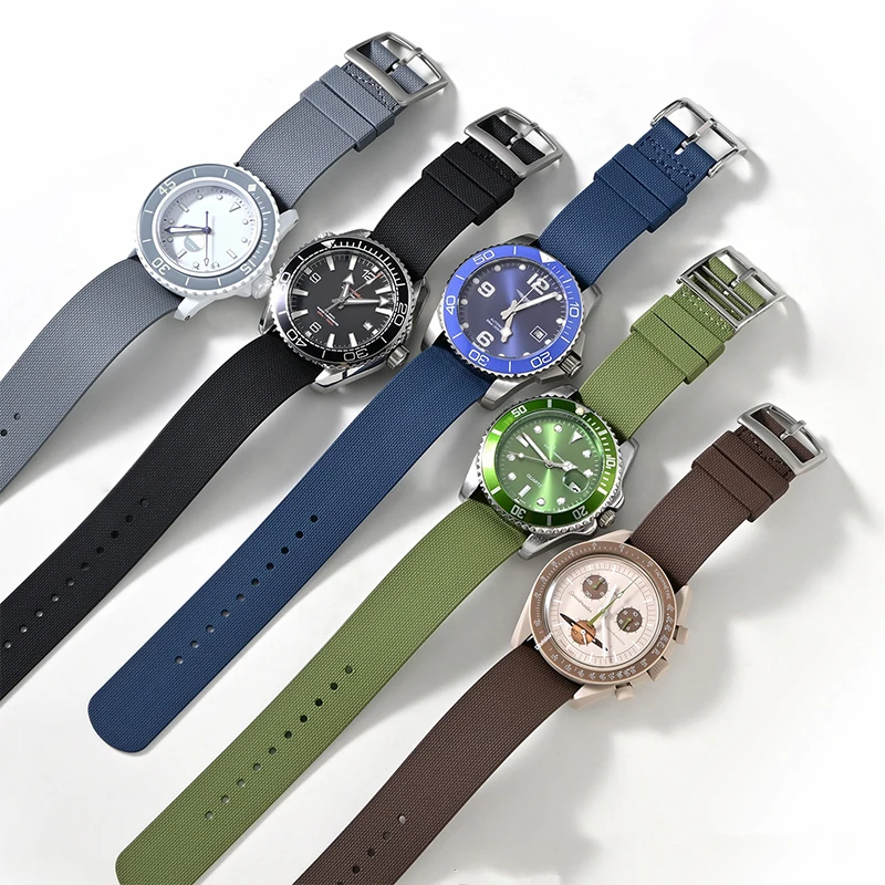فلورو المطاط حزام 20 مللي متر 21 مللي متر 22 مللي متر قطعة واحدة FKM العسكرية الرجال الرياضة حزام (استيك) ساعة ل سايكو أوميغا رولكس الغوص العالمي سوار #6