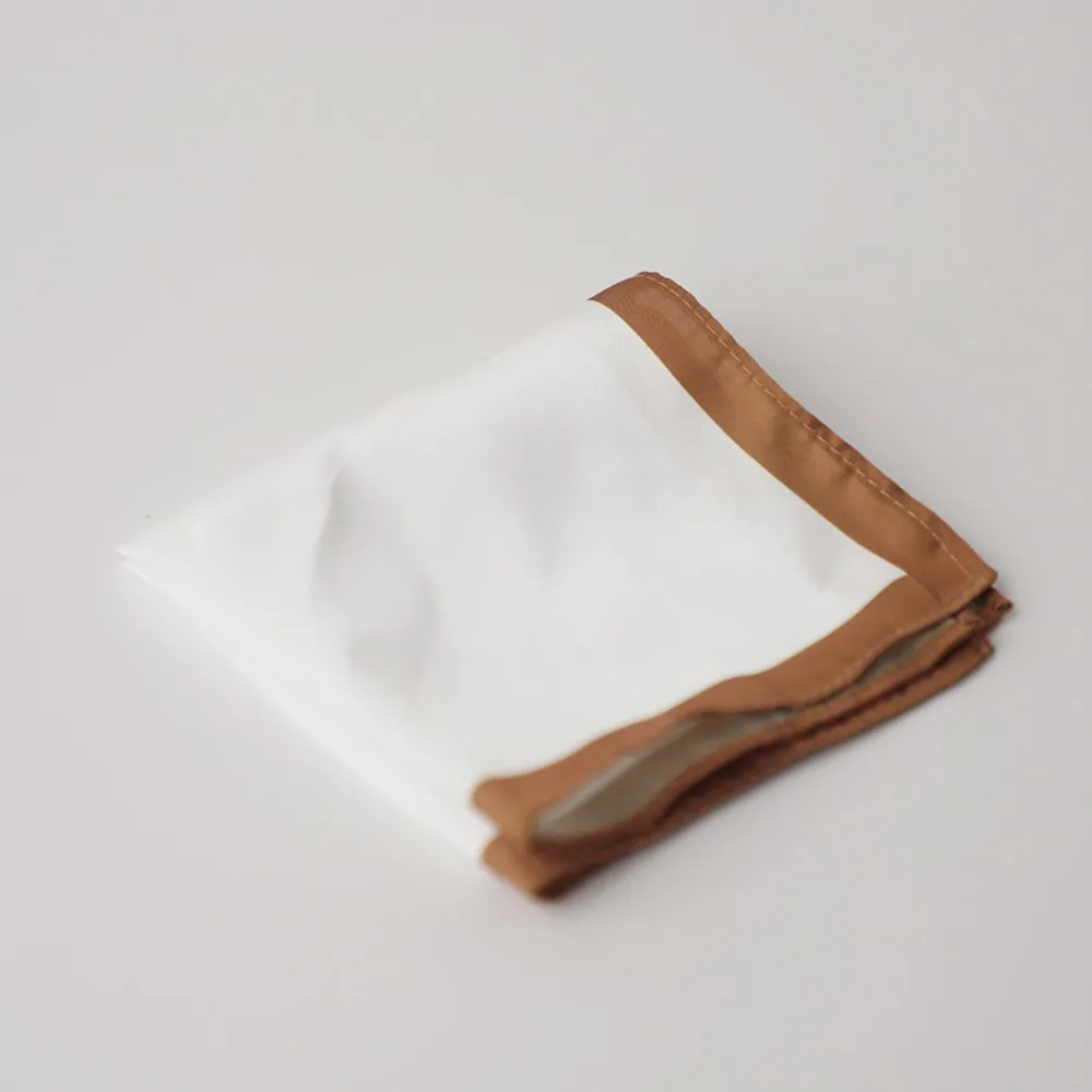 Fashion Korean Men's Suit Pocket Square Vintage White Business Suit Hanky Color Edge Polyester Chest Towel Handkercher Banquet
