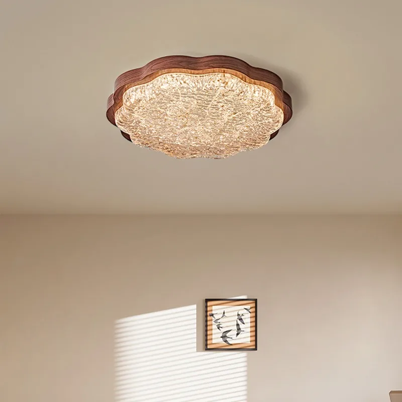 

Medieval style gold foil bedroom ceiling light French retro walnut color master bedroom dining room light Song Dynasty aesthetic