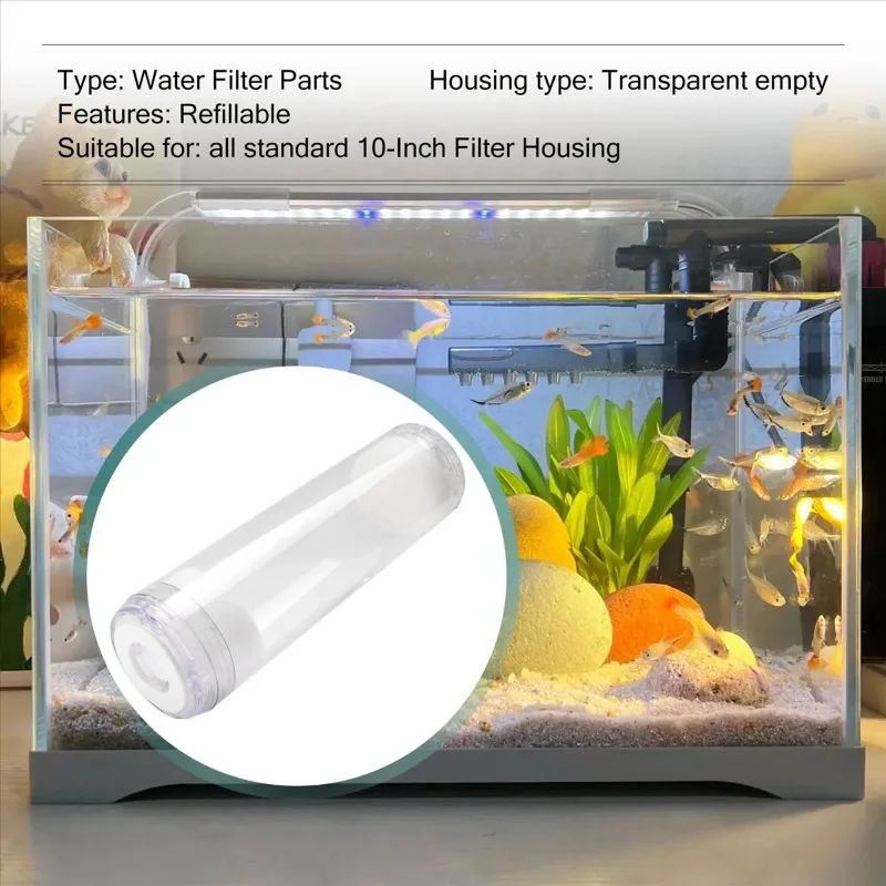 10-Inch Transparent Empty Water Filter Cartridge, Refillable Housing for Activated Carbon/KDF Media view 4