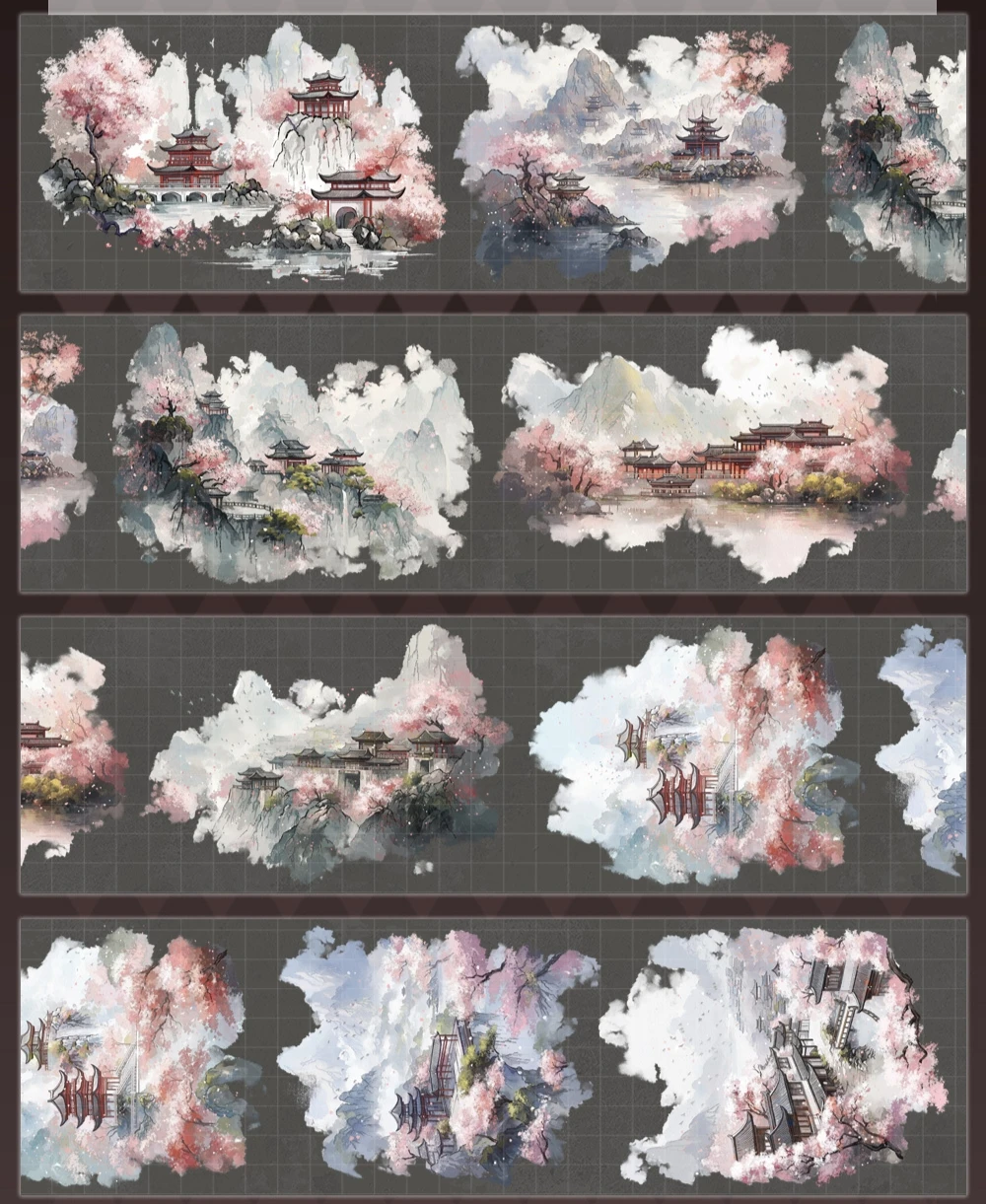 

Mountain Scenery PET Washi Tape - Li Fugui, Drunken Immortal Song, Collage, Phone Back Cards, Ancient Style,