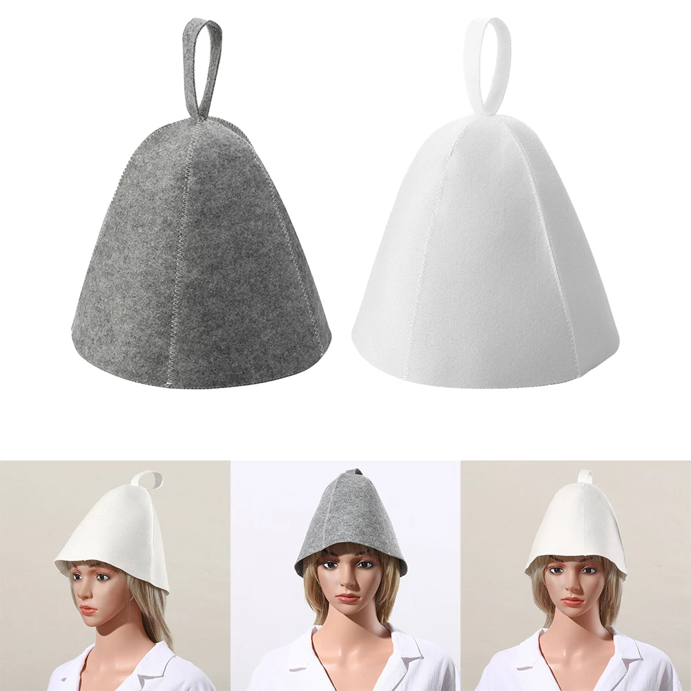 Felt Sauna Hat Thicken Wool Shower Cap Hair Protection Anti Heat Spa Sauna Accs For Bath Accessories Russian Style Shower Cap