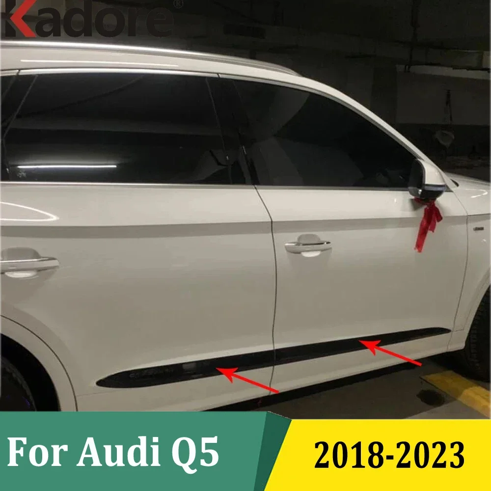 For Audi Q5 2018 2019 2020 2021 2022 2023 Carbon Fiber Side Door Body Molding Line Cover Trim Protector Exterior Accessories