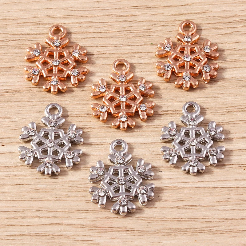 10 Stück 15x18mm Niedliche Legierungs-Weihnachtsschneeflocken-Anhänger für Schmuckherstellung, Ohrhänger, Halsketten, Armbänder, DIY-Handwerk, Geschenk – Detail 5