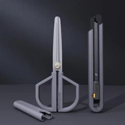 JIMIHOME 2pcs Scissors and Knife Mini Combo Set Adjustable Protective Sheath Precision DIY Safety Household Tailor's Tool