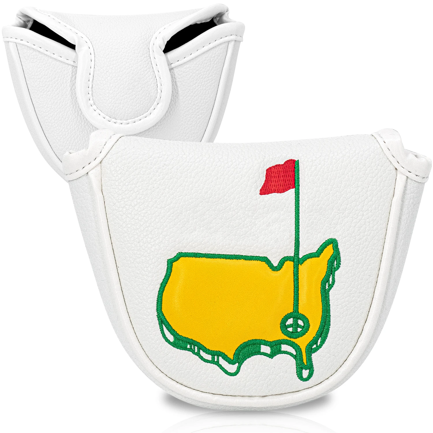 1pc Green Pattern Semi-Circular Mallet Putter Headcover, Soft & Durable PU Golf Club Headcover view 2