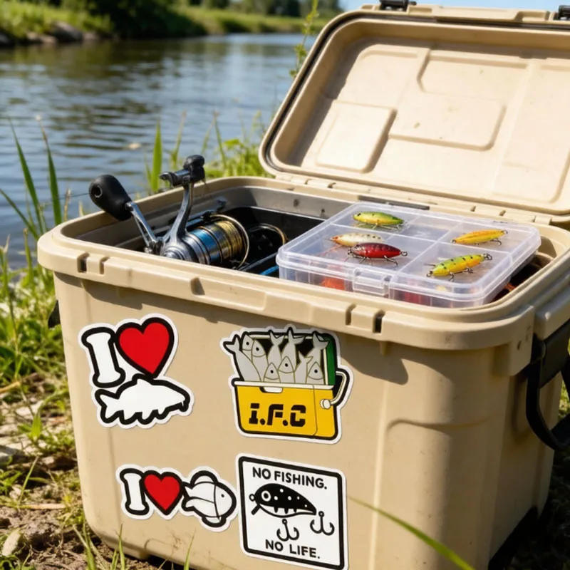 釣り愛好家向け防水デカール I Love Fish IFC No Fishing No Life タックルボックス クーラー 車 ノートパソコン アウトドアギア用