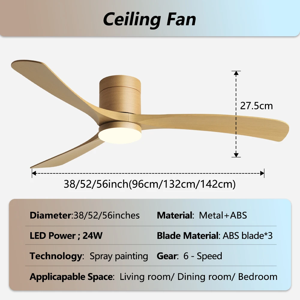 38/52Inch Low Floor Fan Lights Room Restaurant Modern Simplicity DC Remote Control Indoor Ceiling Fan 110V 220V Electric Fans