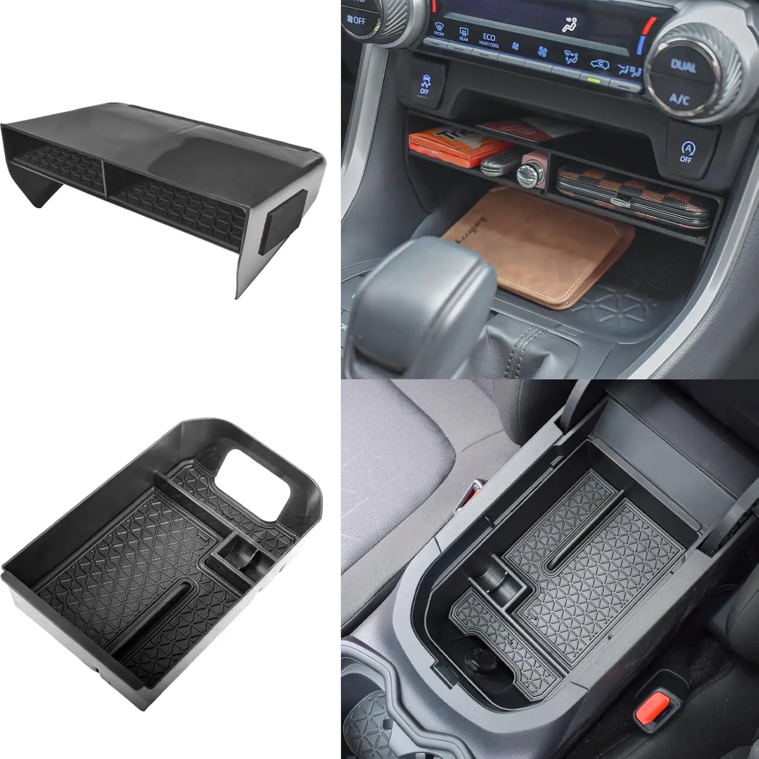 2PCS Center Console Organizer Tray Compatible with Toyota RAV4 2024 2023 2022 2021 2020 2019 For 2021-2024 RAV-4 Prime