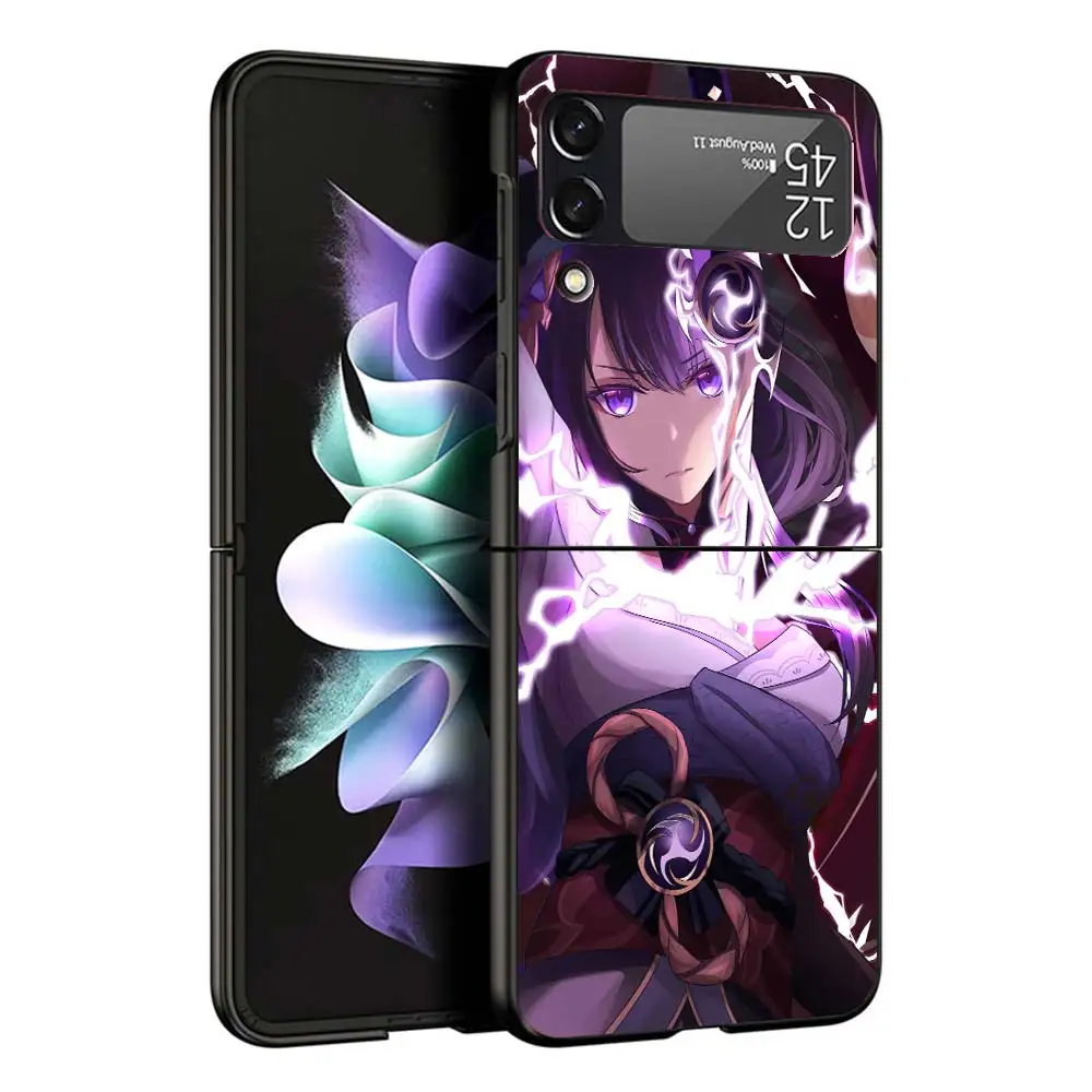 Coque de téléphone Raiden Shogun Genshin Impact, coque rigide en PC, coque arrière antichoc pour Samsung Galaxy Z, Flip6, 5G, Flip5, Flip4, Flip3, ZFlip, 6, 3, 4, 5