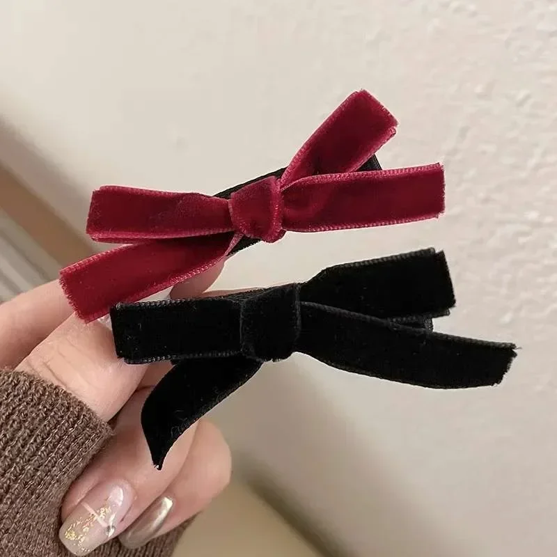 1/10pcs Mini Red Velvet Bow Hair Clips Little Girls Sweet Candy Velvet Bow Knot Hairpins Fashion Women Headwear Accessories