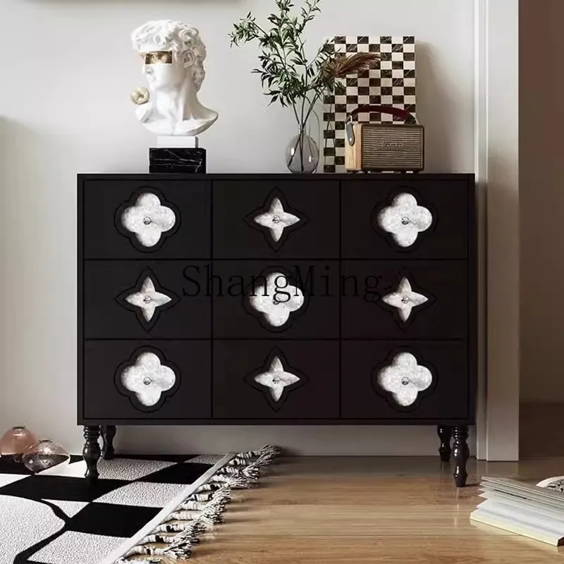 

FG living room retro four-leaf clover decorative wall side cabinet bedroom drawer bedside storage locker