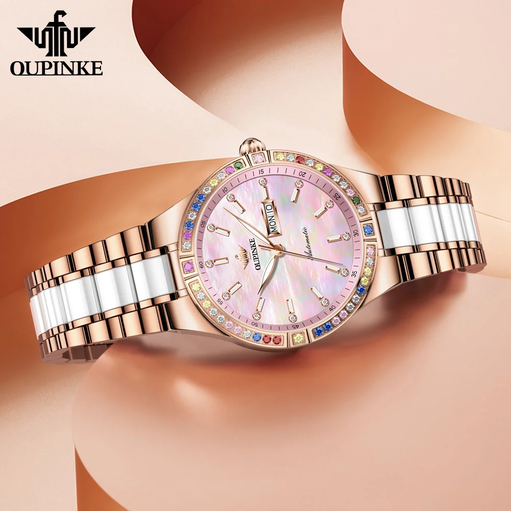 

OUPINKE Women's Watches Imported Automatic Mechanical Watch Movement Luxury Top Brand Wrist watch for Ladies 2024 Trend