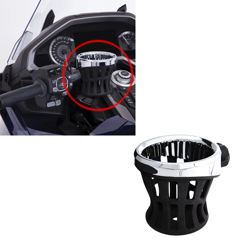 Panical Motorcycle Handlebar Cup Holder Drink Mounted For Honda Goldwing GL1800 F6B GL1800B 2018-2023 Pearl Chrome Plating