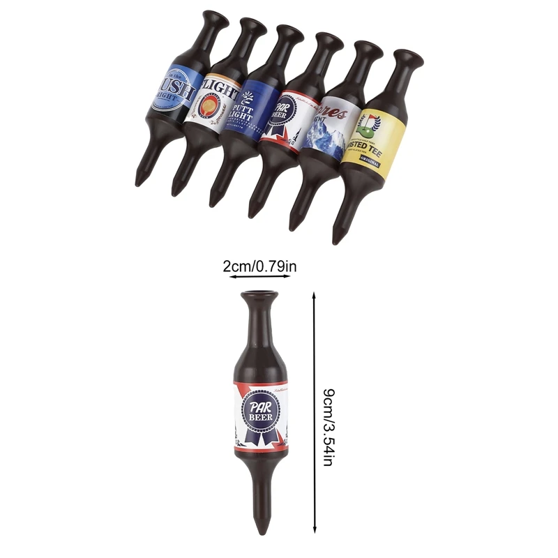 6 Pack Golf Tees Beer Bottle Handmade Funny Golf Gifts Durable And Recyclable Plastic Golf Tee Accessories